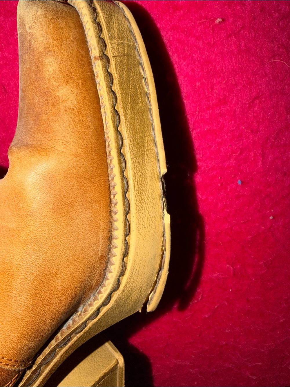 Vintage Leather Platform Boots in Cognac Brown - Picture 7 of 10